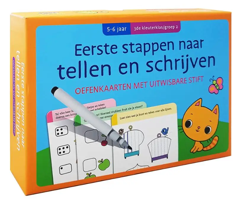 Oefenkaarten met uitwisbare stift - Eerste stappen naar tellen en schrijven / 5-6 jaar groep 2