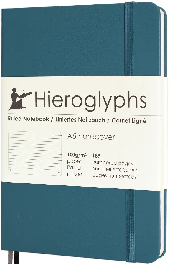 Hieroglyphs Notitieboek - A5 Gelinieerd - Petrol Blue