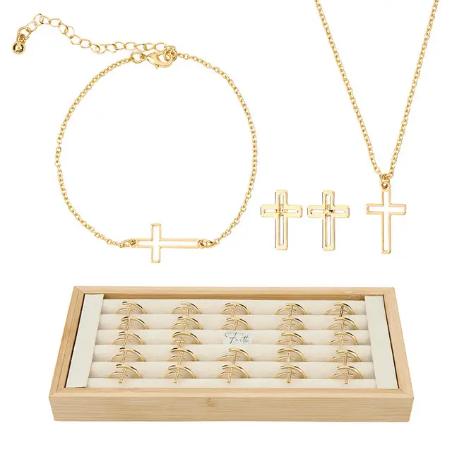 Display 24 rings Cutout cross