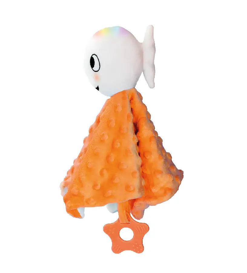 Klein wit visje knuffeldoekje (oranje)