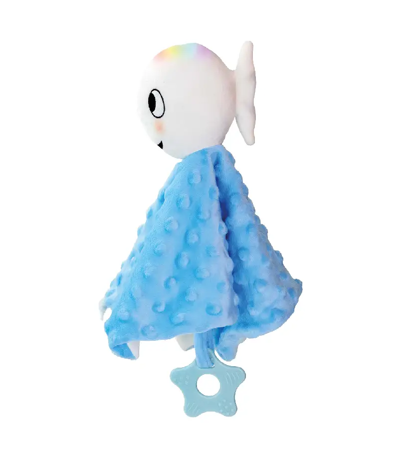 Klein wit visje knuffeldoekje (blauw)