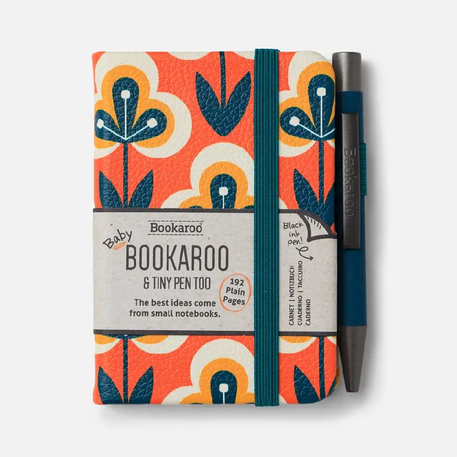 Bookaroo A7 Notebook & Pen - Teal & Orange - Retro