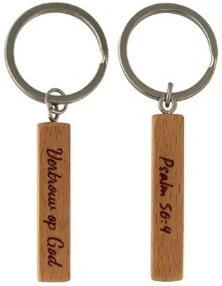 Sleutelhanger hout Vertrouw op God