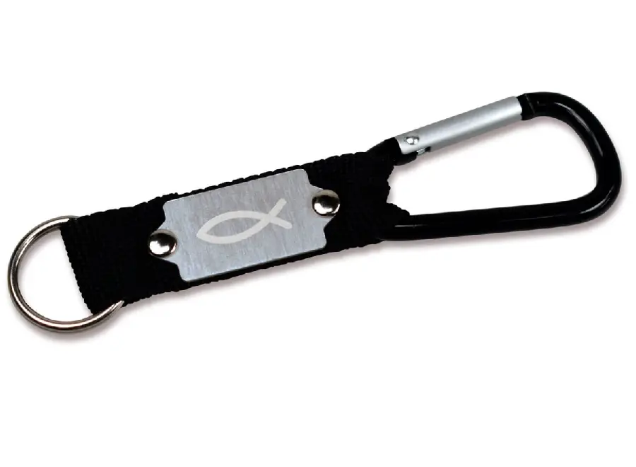Sleutelhanger karabijn vis zwart
