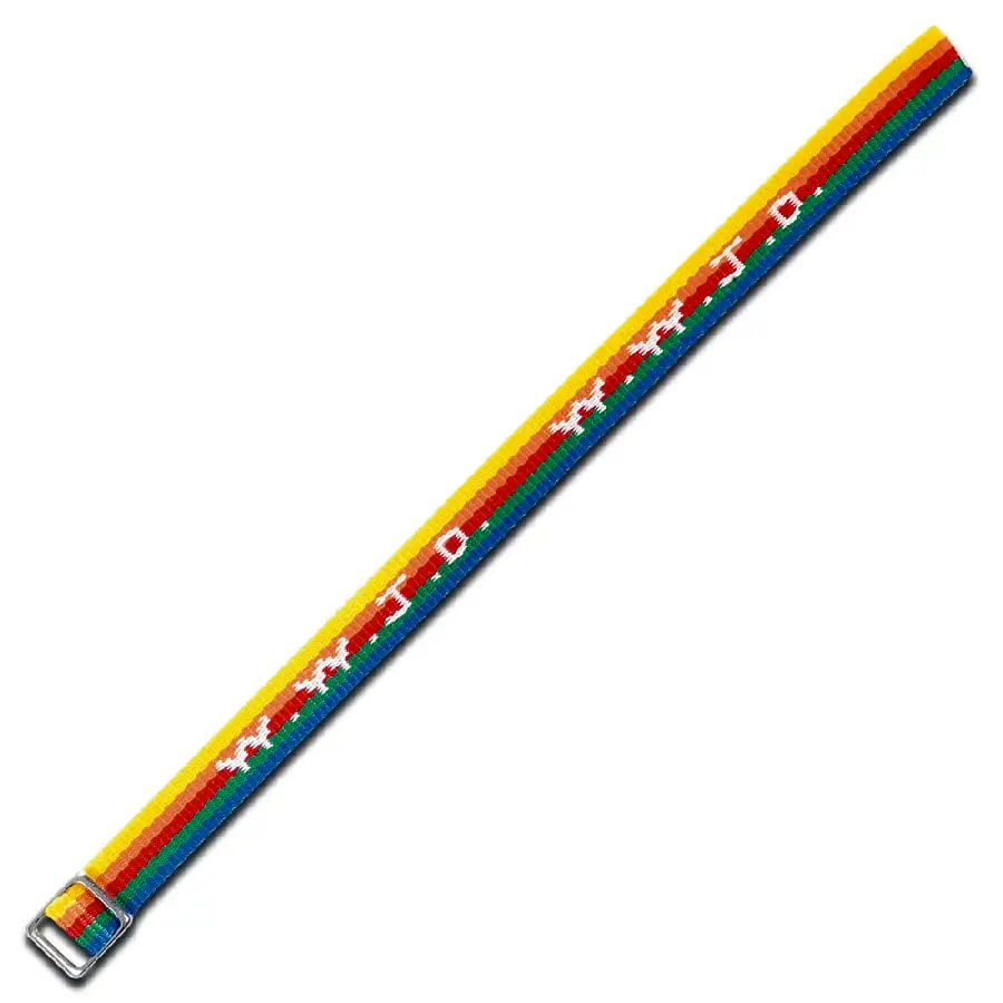 W w j d armbandje geweven regenboogkleur