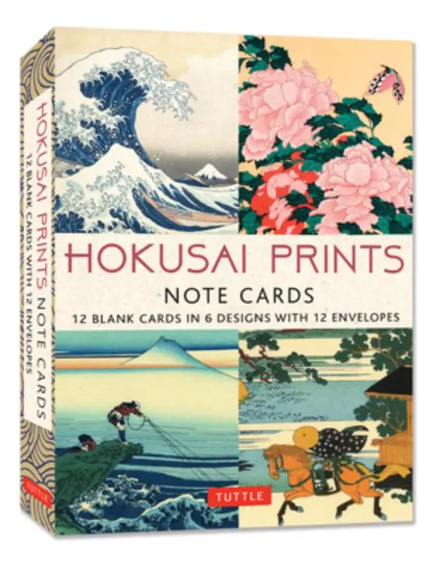 Hokusai Prints Note Cards - 12 Cards: 12 Blank Cards in 6 Lovely Prints (2 Each) with 12 Patterned Envelopes in a Keepsake Box