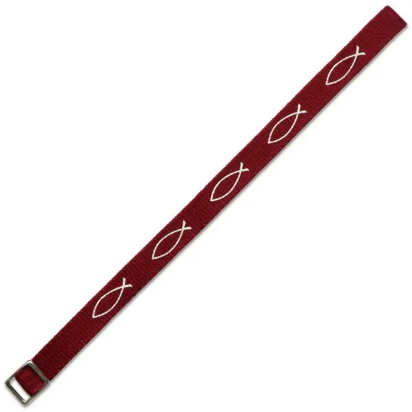 Armbandje geweven vissen donkerrood