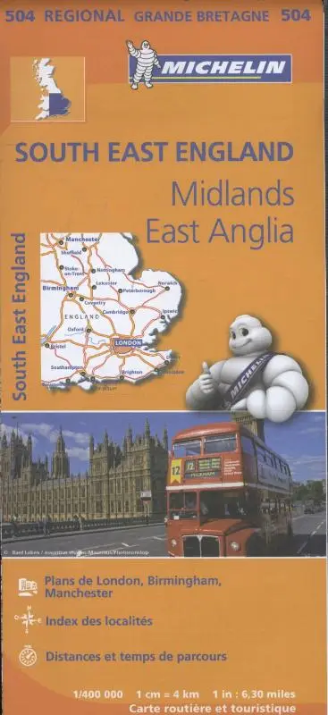 Michelin Wegenkaart 504 Engeland Zuidoost Midlands, East Anglia