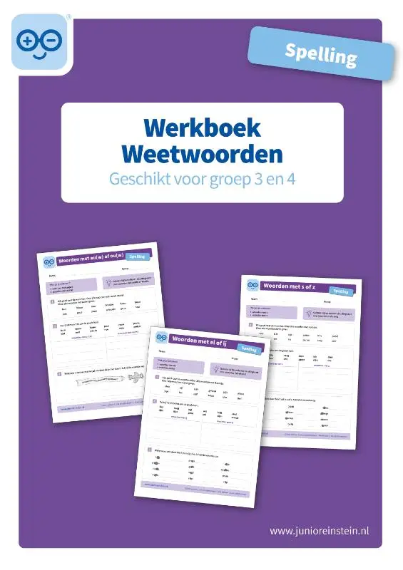 Weetwoorden geschikt voor groep 3 en 4 / Spelling / Werkboek