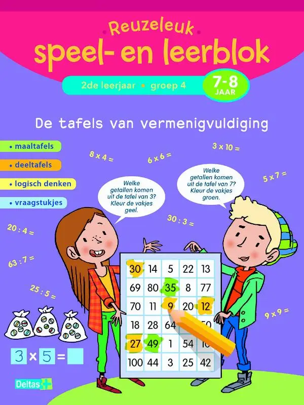 Reuzeleuk speel- en leerblok / De tafels van vermenigvuldiging; 2de leerjaar; Groep 4; 7-8 jaar